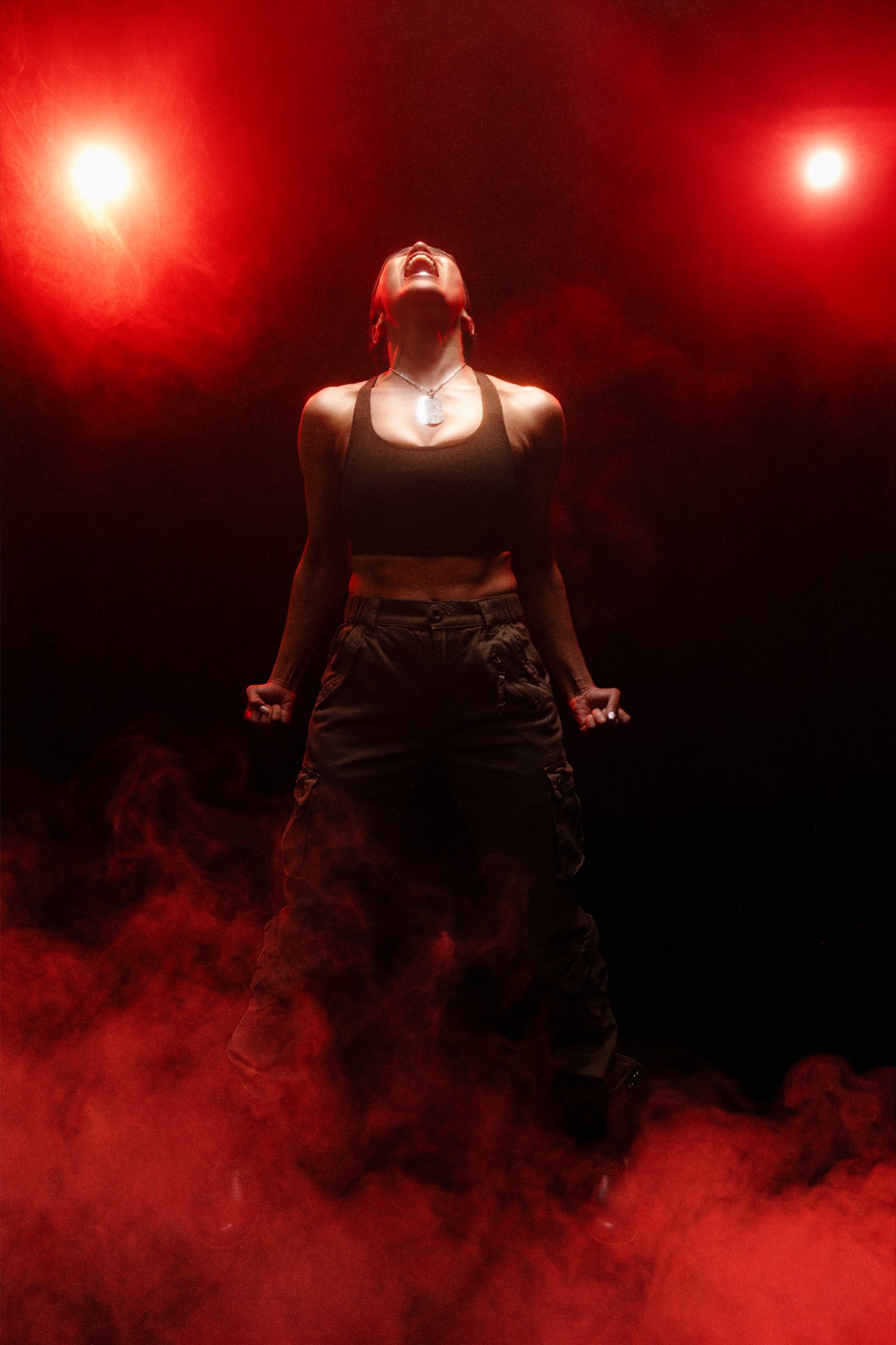 Walnette rising in red smoke